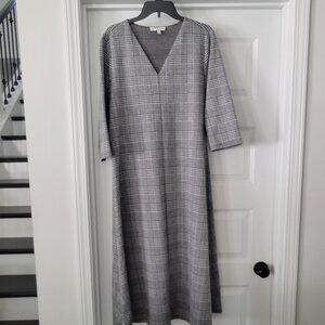 Like New Chaus New York Midi Dress Classic Black & Gray Plaid V-neck Sz. XL